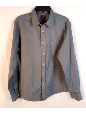 UNTUCKit Slim Fit Pio Cesare Shirt Mens L Blue Wrinkle Free Cotton EUC